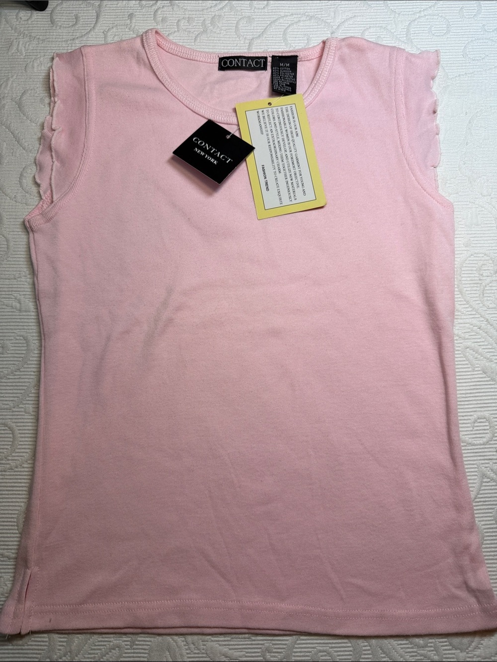 Contact New York Pink Sleeveless/Flutter Knit Top. Medium. NWT